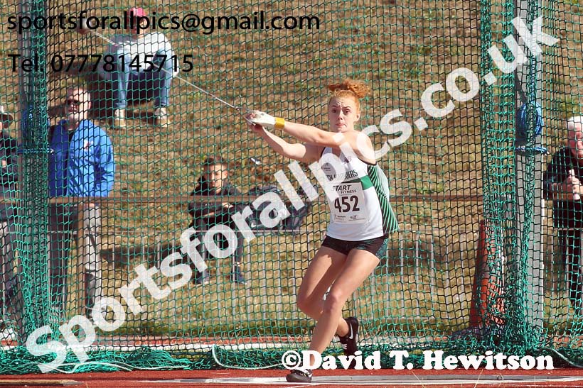 Womens under-17s hammer, 2018 Northern Under-17s/U-15s/U-13s Champs., Wavertree Athletics Centre, Liverpool. Photo: David T. Hewitson/Sports for All Pics